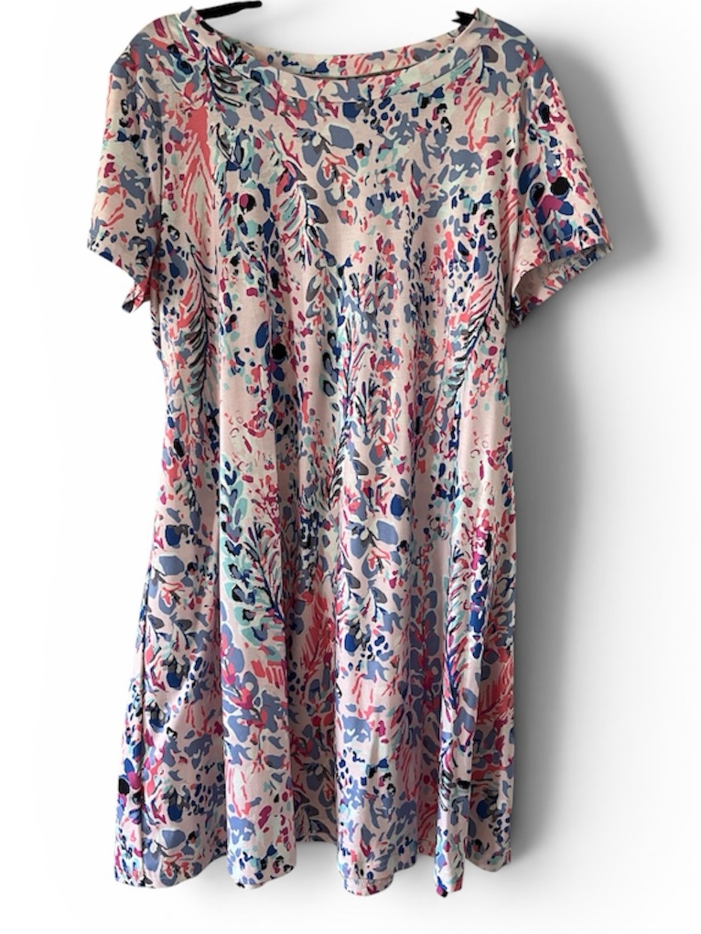 Pink Floral Short Sleeve Swing Dress
